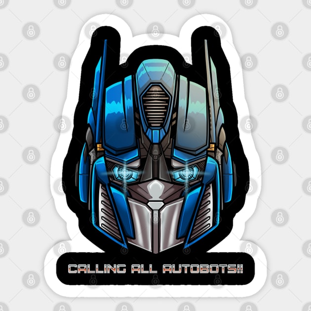 Calling All Autobots Artwork Sticker by namanyastudios